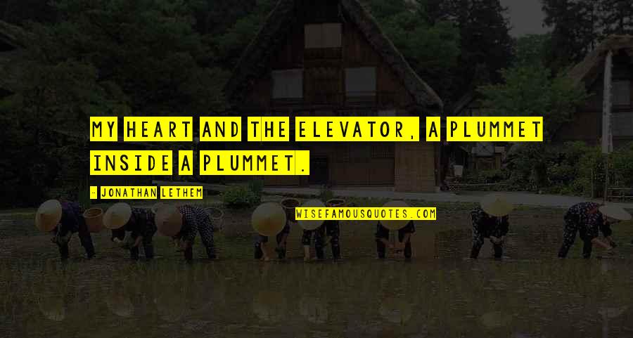 Ementa Da Quotes By Jonathan Lethem: My heart and the elevator, a plummet inside