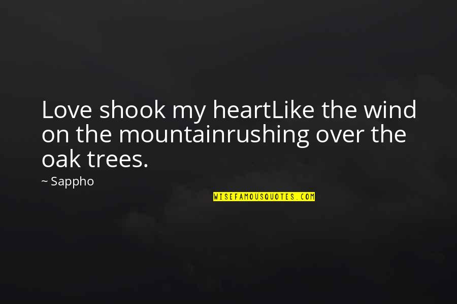 Emerald Atlas Quotes By Sappho: Love shook my heartLike the wind on the