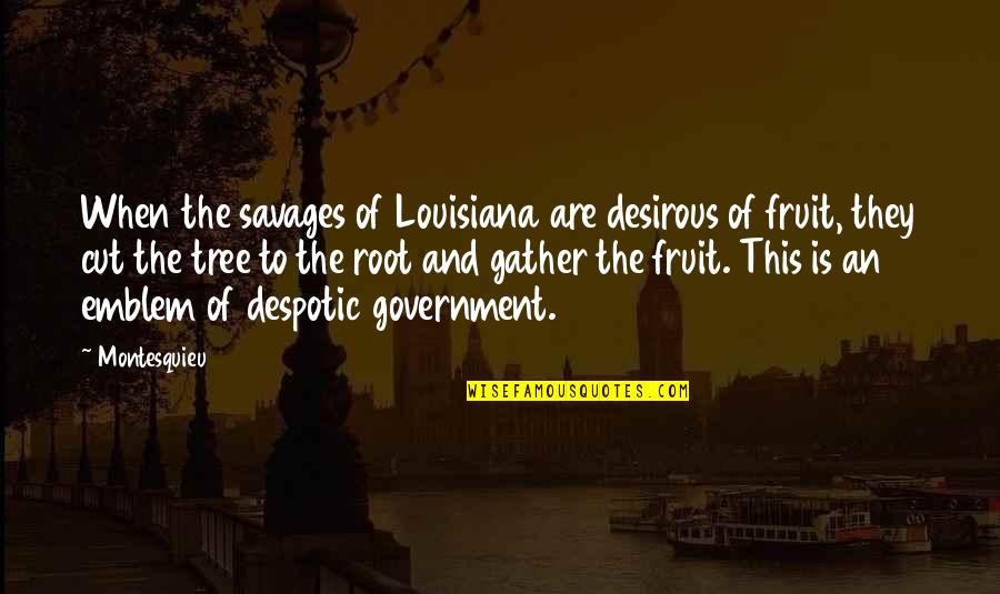 Emerald Dream Quotes By Montesquieu: When the savages of Louisiana are desirous of Emerald Dream Quotes By Montesquieu: When the savages of Louisiana are desirous of