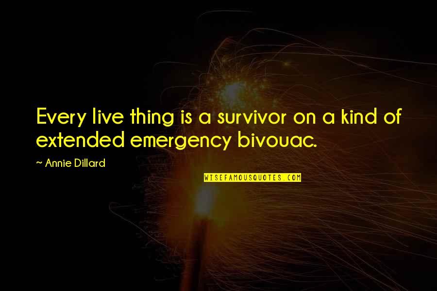 Emergency Quotes By Annie Dillard: Every live thing is a survivor on a