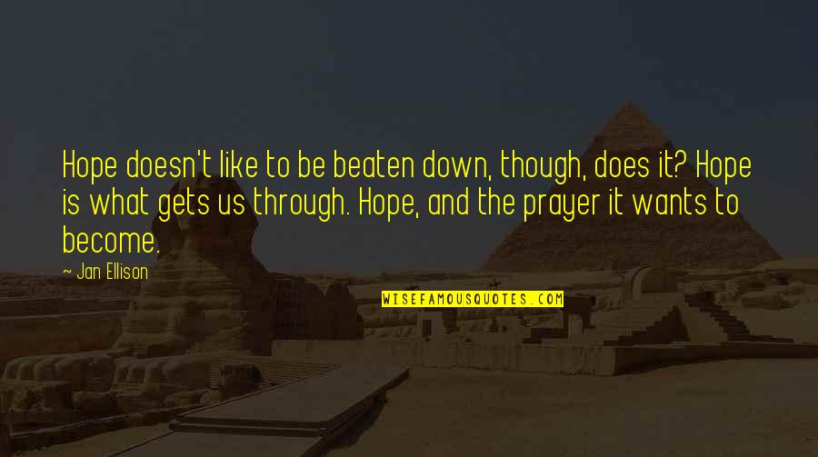 Emet Evolve Quotes By Jan Ellison: Hope doesn't like to be beaten down, though,