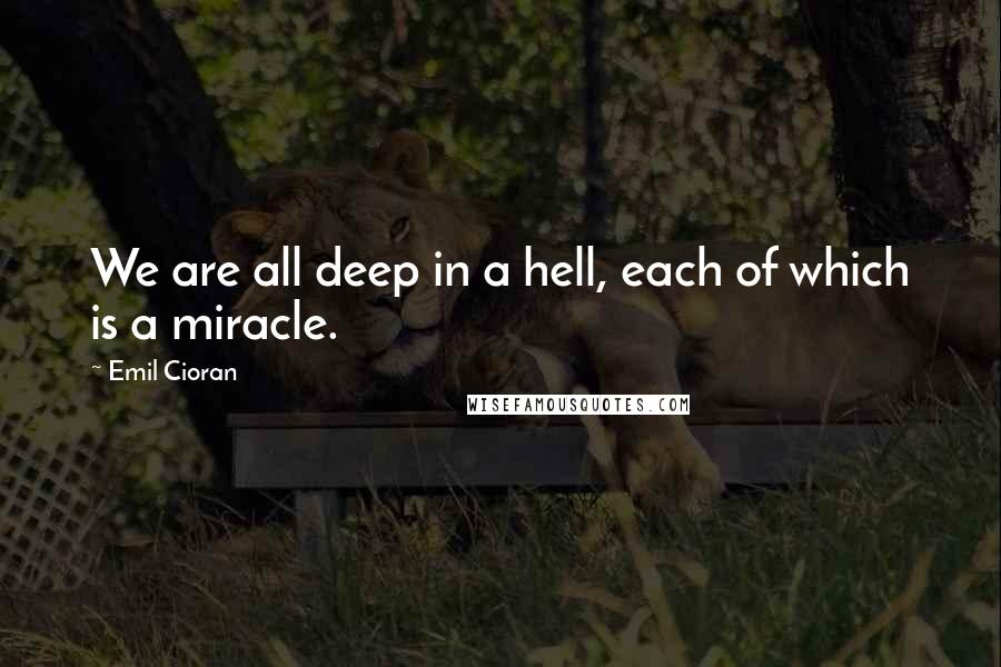 Emil Cioran quotes: We are all deep in a hell, each of which is a miracle.