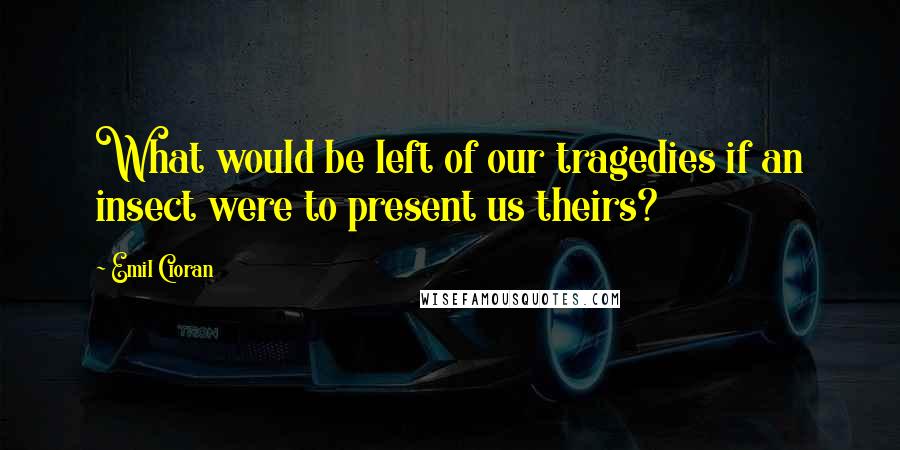 Emil Cioran quotes: What would be left of our tragedies if an insect were to present us theirs? Emil Cioran quotes: What would be left of our tragedies if an insect were to present us theirs?