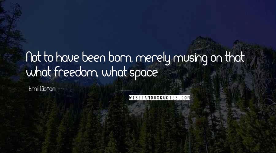 Emil Cioran quotes: Not to have been born, merely musing on that - what freedom, what space!
