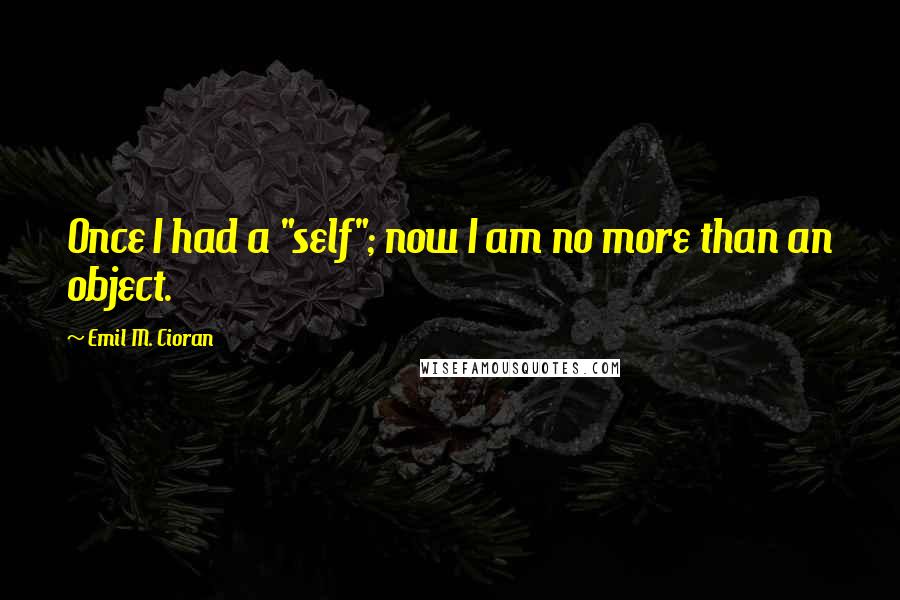 Emil M. Cioran quotes: Once I had a "self"; now I am no more than an object.