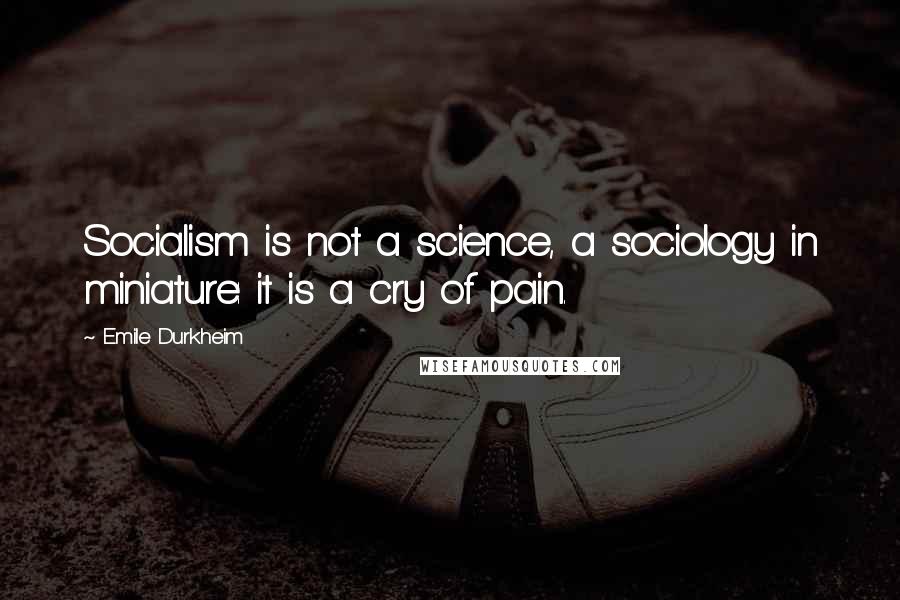Emile Durkheim quotes: Socialism is not a science, a sociology in miniature: it is a cry of pain.