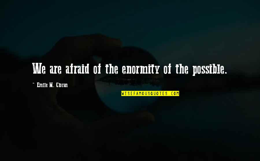 Emile M Cioran Quotes By Emile M. Cioran: We are afraid of the enormity of the