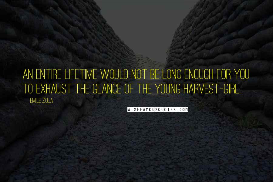 Emile Zola quotes: An entire lifetime would not be long enough for you to exhaust the glance of the young harvest-girl. Emile Zola quotes: An entire lifetime would not be long enough for you to exhaust the glance of the young harvest-girl.