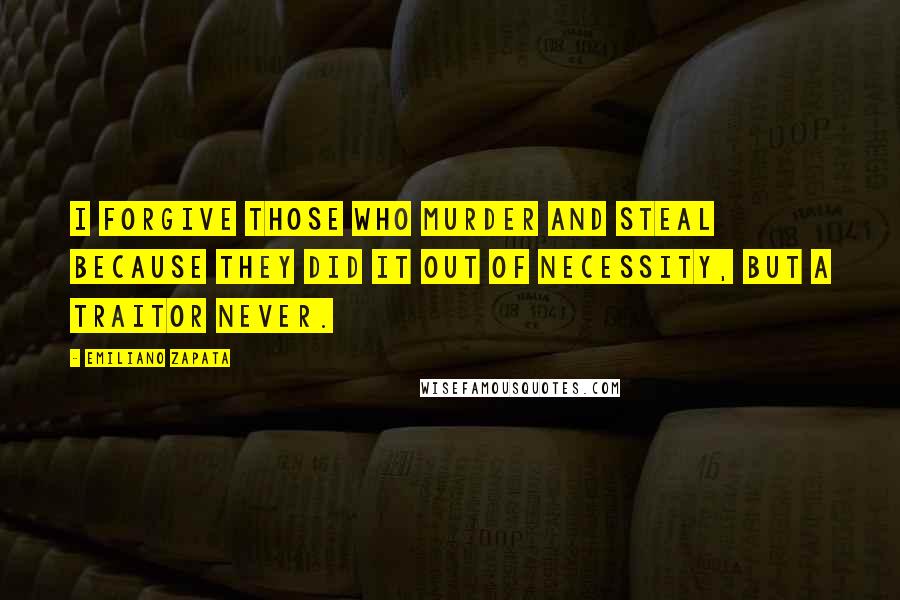 Emiliano Zapata quotes: I forgive those who murder and steal because they did it out of necessity, but a traitor never.