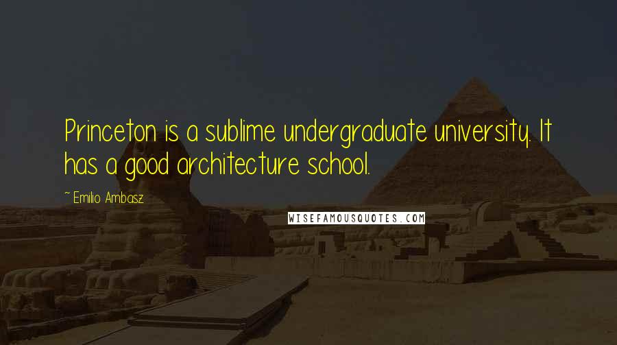 Emilio Ambasz quotes: Princeton is a sublime undergraduate university. It has a good architecture school.