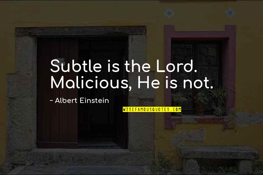 Emilio Estefan Quotes By Albert Einstein: Subtle is the Lord. Malicious, He is not.