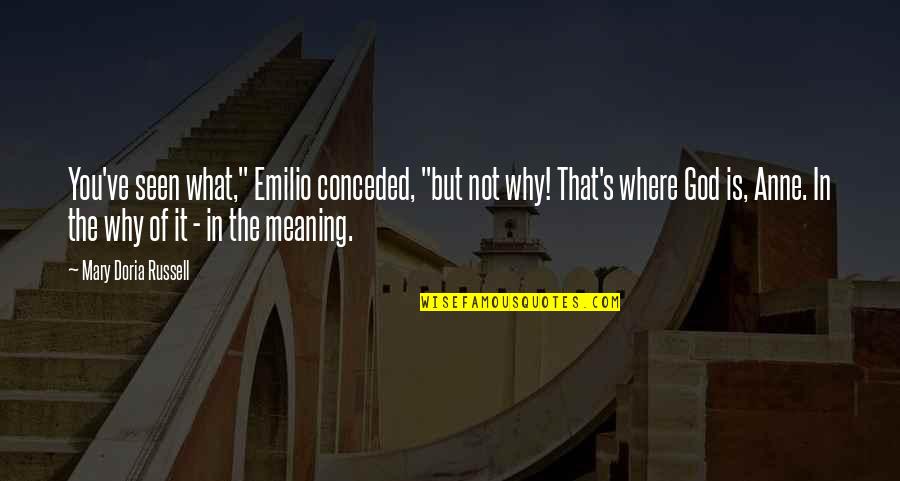 Emilio Quotes By Mary Doria Russell: You've seen what," Emilio conceded, "but not why!