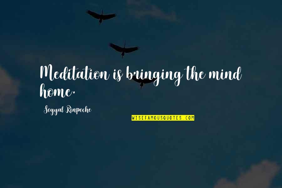 Emily Brent Quotes By Sogyal Rinpoche: Meditation is bringing the mind home. Emily Brent Quotes By Sogyal Rinpoche: Meditation is bringing the mind home.
