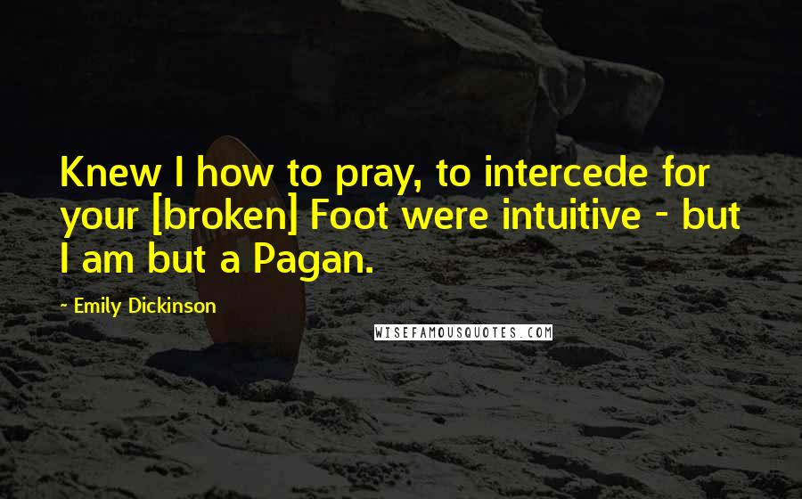 Emily Dickinson quotes: Knew I how to pray, to intercede for your [broken] Foot were intuitive - but I am but a Pagan.