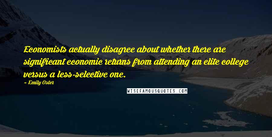 Emily Oster quotes: Economists actually disagree about whether there are significant economic returns from attending an elite college versus a less-selective one.