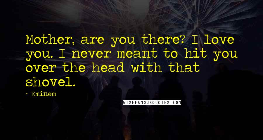 Eminem quotes: Mother, are you there? I love you. I never meant to hit you over the head with that shovel.