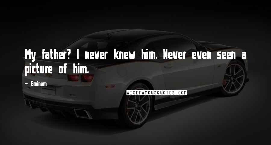 Eminem quotes: My father? I never knew him. Never even seen a picture of him.