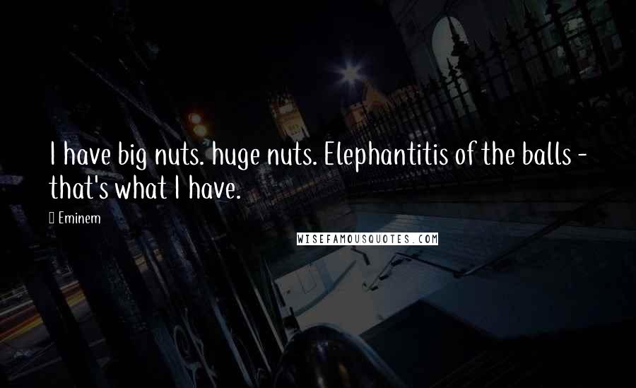 Eminem quotes: I have big nuts. huge nuts. Elephantitis of the balls - that's what I have.
