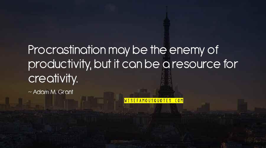 Emir Movie Quotes By Adam M. Grant: Procrastination may be the enemy of productivity, but