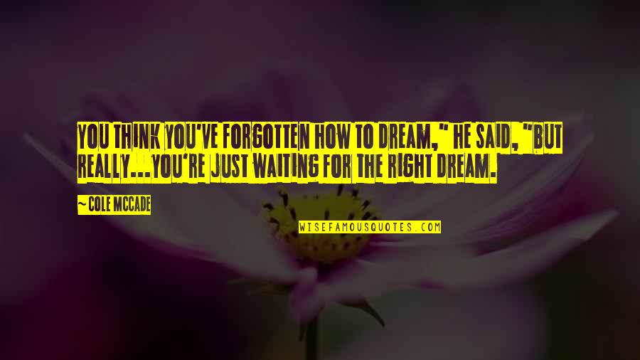 Emission Impossible Quotes By Cole McCade: You think you've forgotten how to dream," he Emission Impossible Quotes By Cole McCade: You think you've forgotten how to dream," he