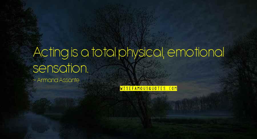 Emitaz Quotes By Armand Assante: Acting is a total physical, emotional sensation. Emitaz Quotes By Armand Assante: Acting is a total physical, emotional sensation.