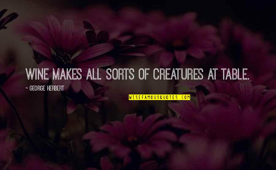 Emjay Rinaudo Quotes By George Herbert: Wine makes all sorts of creatures at table.