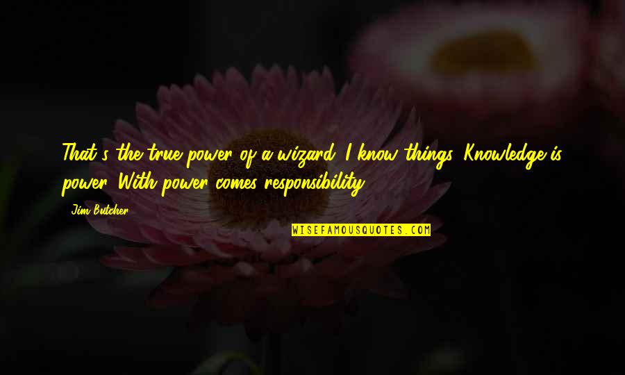Emma Bunton Quotes By Jim Butcher: That's the true power of a wizard. I Emma Bunton Quotes By Jim Butcher: That's the true power of a wizard. I