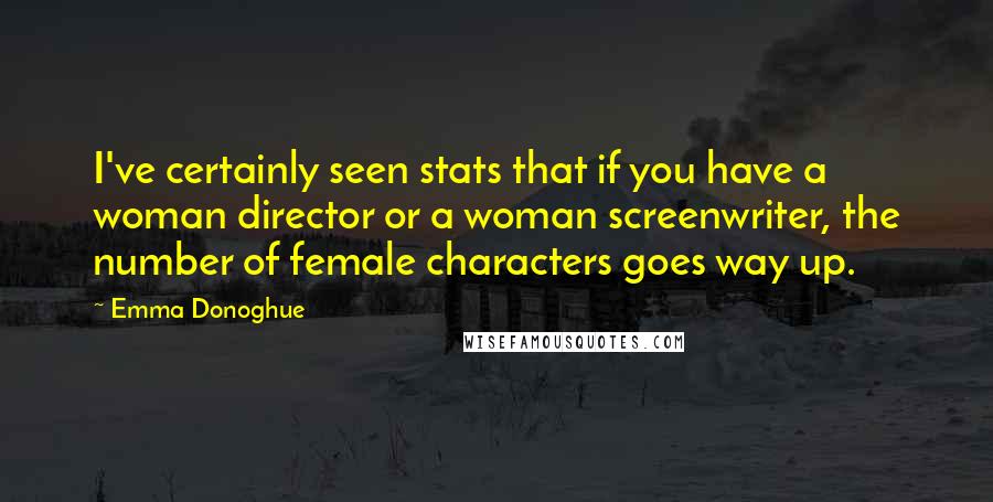 Emma Donoghue quotes: I've certainly seen stats that if you have a woman director or a woman screenwriter, the number of female characters goes way up.