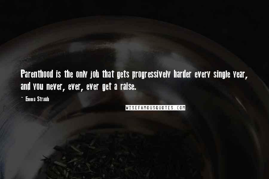 Emma Straub quotes: Parenthood is the only job that gets progressively harder every single year, and you never, ever, ever get a raise.