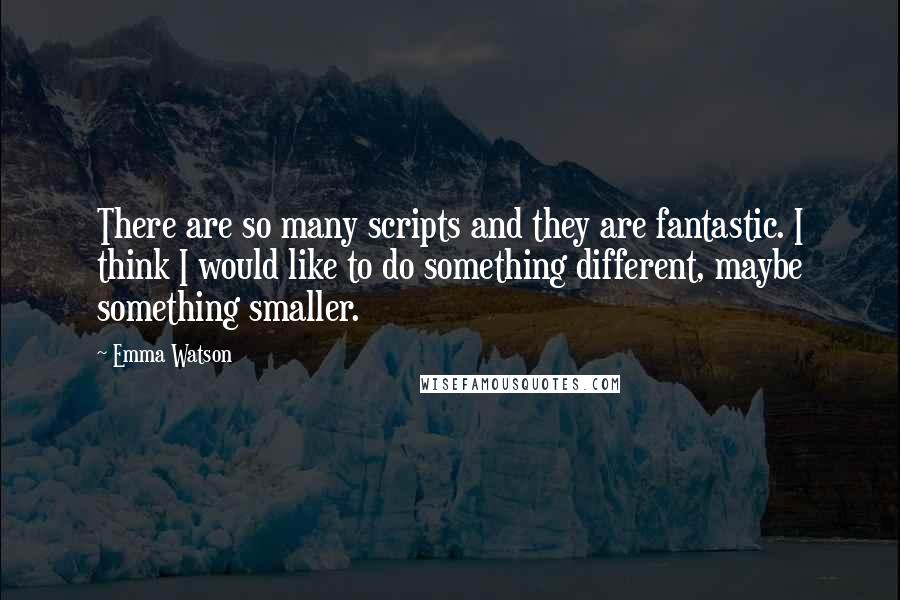 Emma Watson quotes: There are so many scripts and they are fantastic. I think I would like to do something different, maybe something smaller.