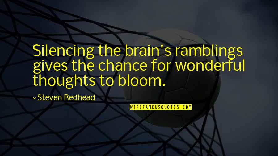 Emmans Auditorium Quotes By Steven Redhead: Silencing the brain's ramblings gives the chance for