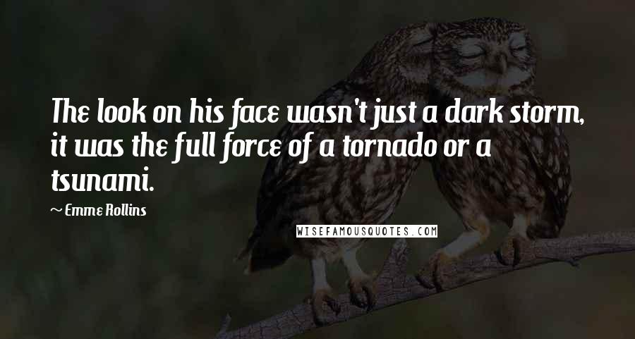 Emme Rollins quotes: The look on his face wasn't just a dark storm, it was the full force of a tornado or a tsunami.