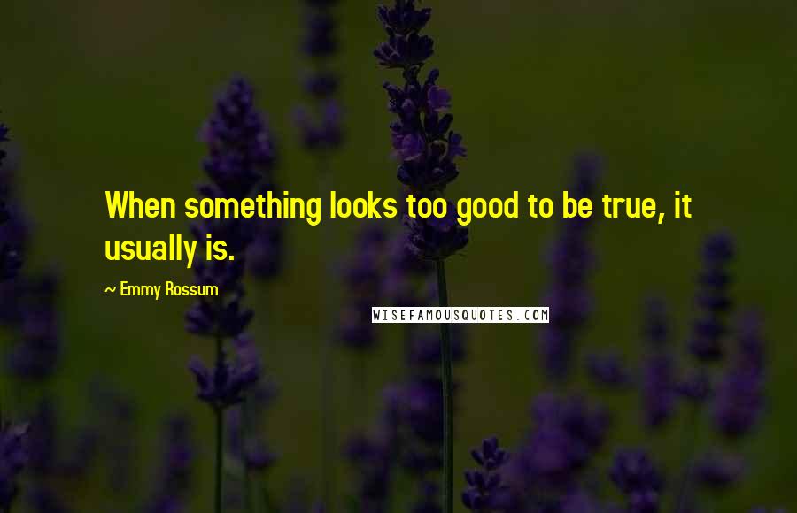 Emmy Rossum quotes: When something looks too good to be true, it usually is.