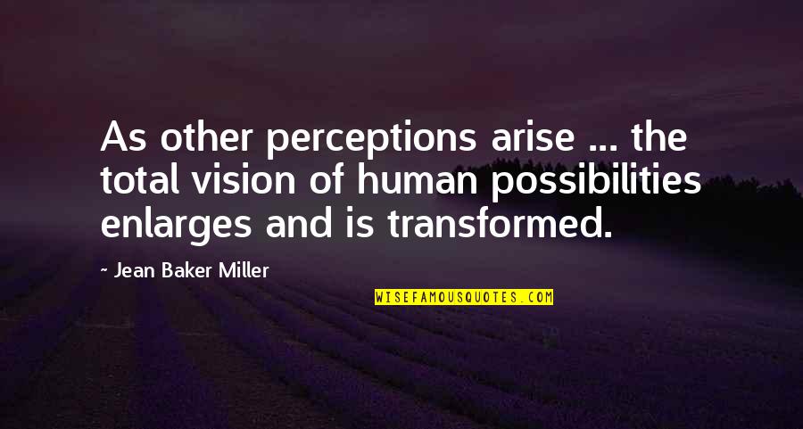 Emotion And Logic Quotes By Jean Baker Miller: As other perceptions arise ... the total vision