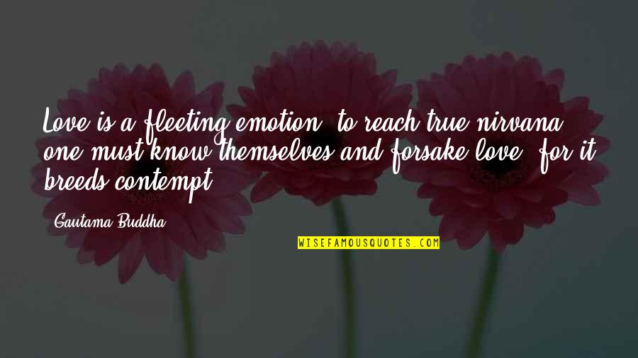 Emotion One Quotes By Gautama Buddha: Love is a fleeting emotion, to reach true