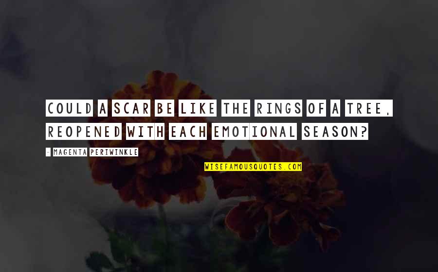 Emotional Cutting Quotes By Magenta Periwinkle: Could a scar be like the rings of