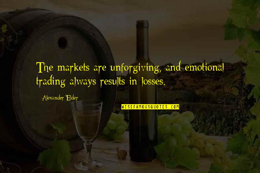 Emotional Loss Quotes By Alexander Elder: The markets are unforgiving, and emotional trading always