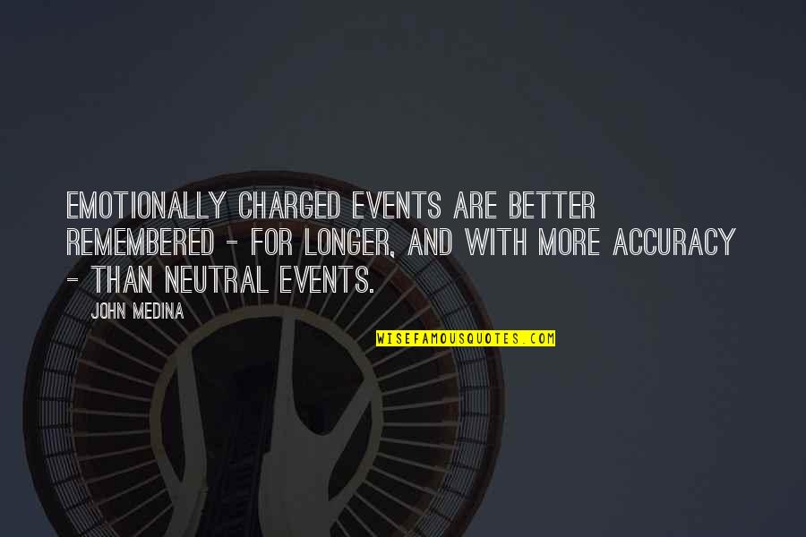 Emotionally Charged Quotes By John Medina: Emotionally charged events are better remembered - for