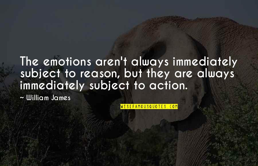 Emotions And Reason Quotes By William James: The emotions aren't always immediately subject to reason,