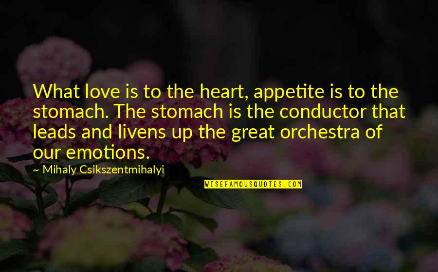 Emotions Of Love Quotes By Mihaly Csikszentmihalyi: What love is to the heart, appetite is