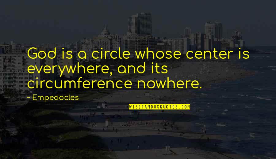 Empedocles Quotes By Empedocles: God is a circle whose center is everywhere,