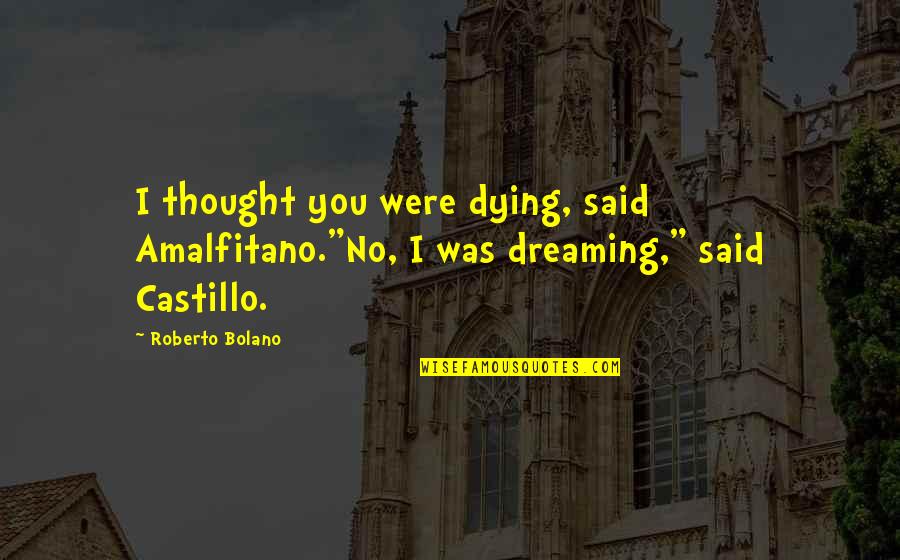 Emphasized In Spanish Quotes By Roberto Bolano: I thought you were dying, said Amalfitano."No, I