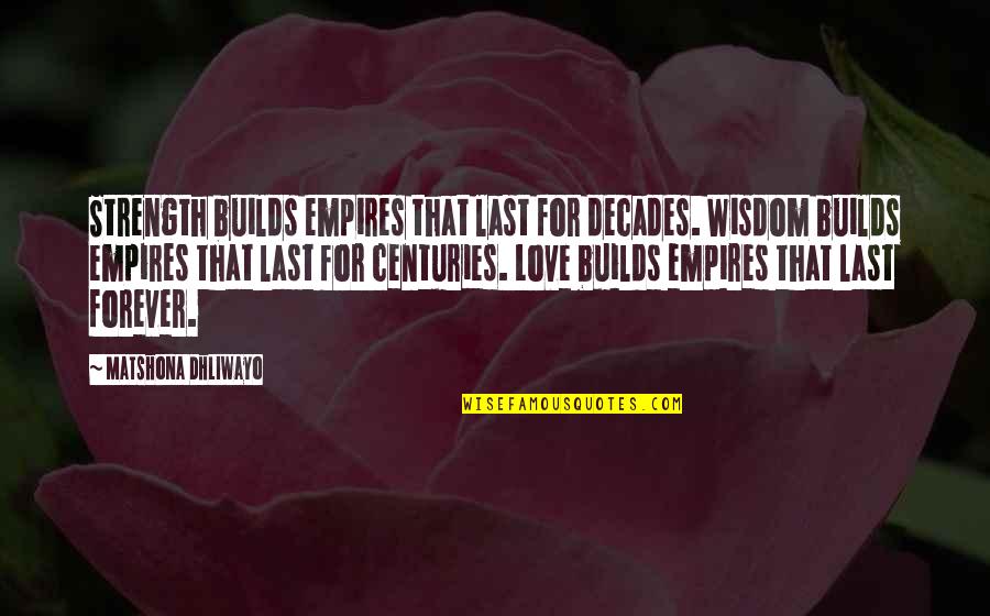 Empires I Quotes By Matshona Dhliwayo: Strength builds empires that last for decades. Wisdom