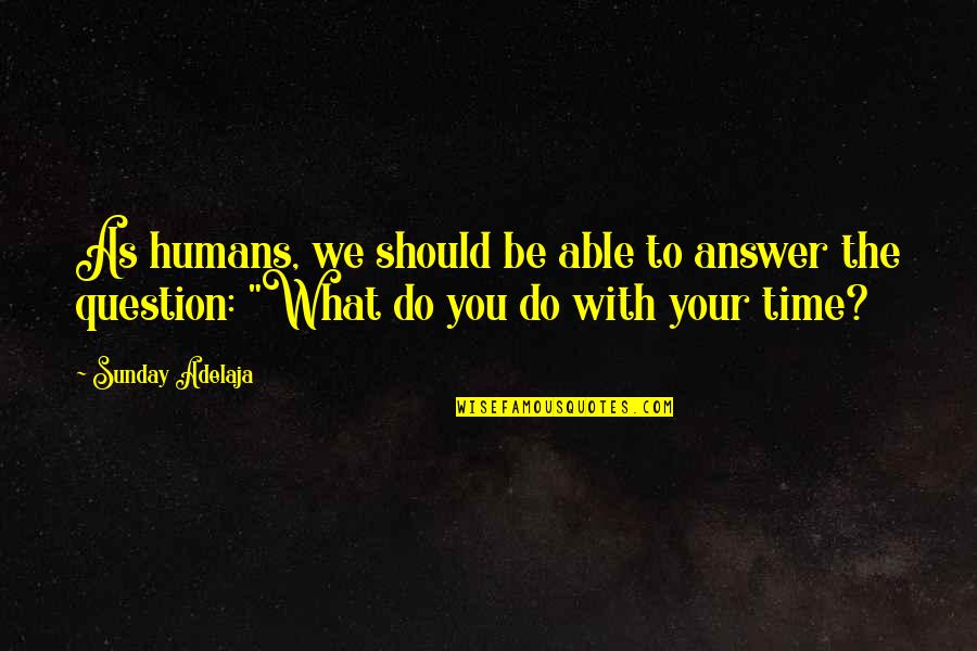 Employment Quotes By Sunday Adelaja: As humans, we should be able to answer