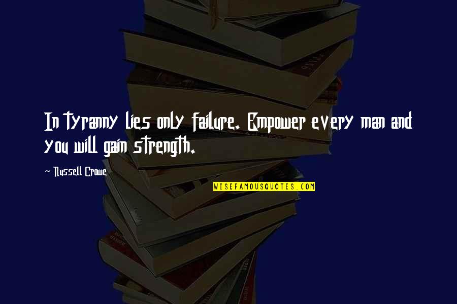 Empowering Quotes By Russell Crowe: In tyranny lies only failure. Empower every man