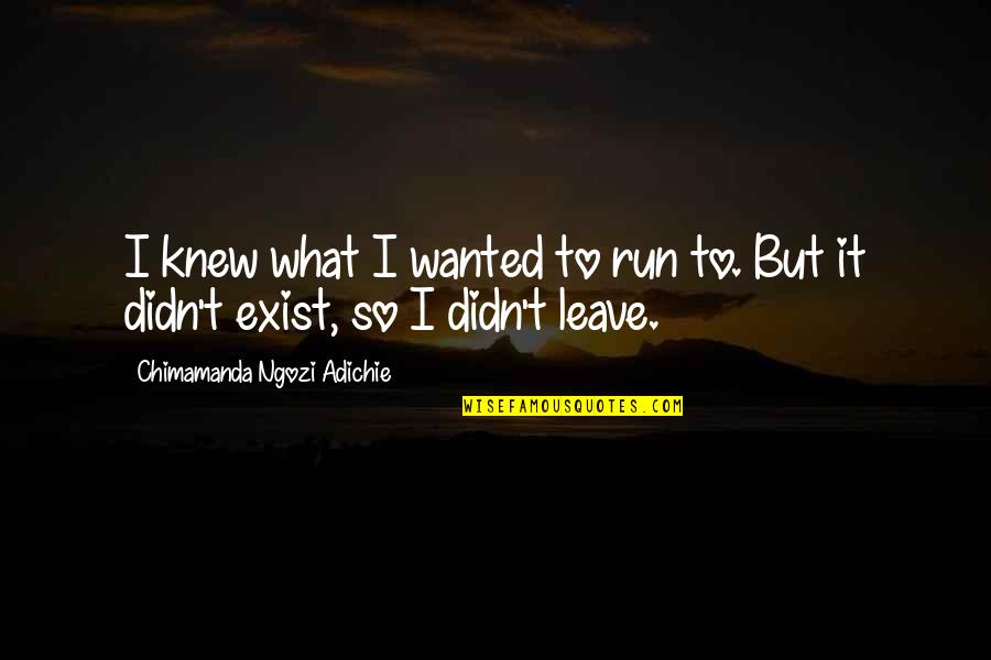 Empowers Inspiring Quotes Quotes By Chimamanda Ngozi Adichie: I knew what I wanted to run to.