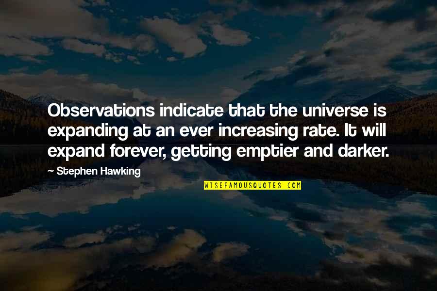 Emptier Quotes By Stephen Hawking: Observations indicate that the universe is expanding at