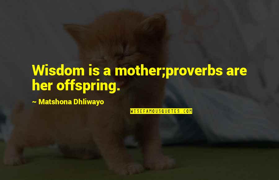 Emptiness Of The Heart Quotes By Matshona Dhliwayo: Wisdom is a mother;proverbs are her offspring.