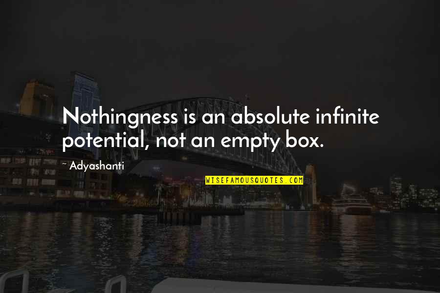 Empty Box Quotes By Adyashanti: Nothingness is an absolute infinite potential, not an