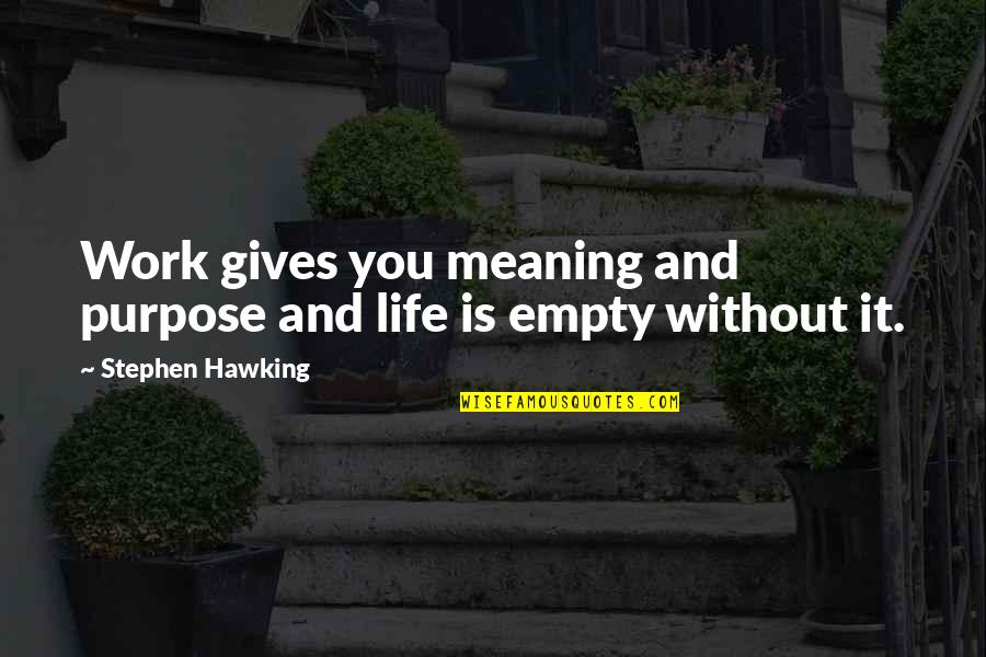 Empty Life Quotes By Stephen Hawking: Work gives you meaning and purpose and life